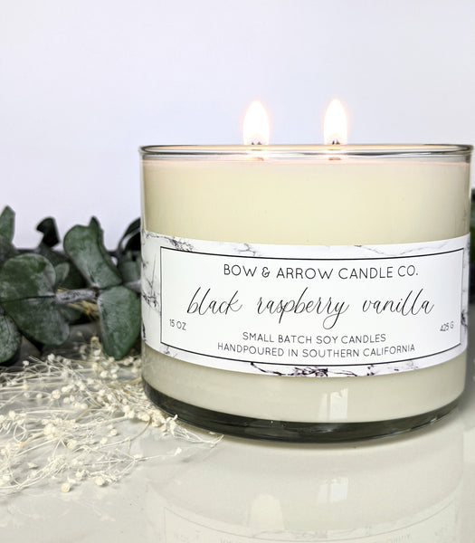 Black Raspberry Vanilla Scented 15 oz Double Wick Candle