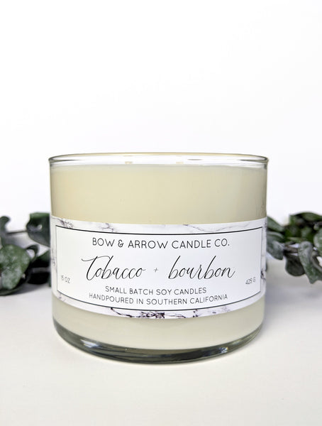 Tobacco Bourbon Scented 15 oz Double Wick Candle