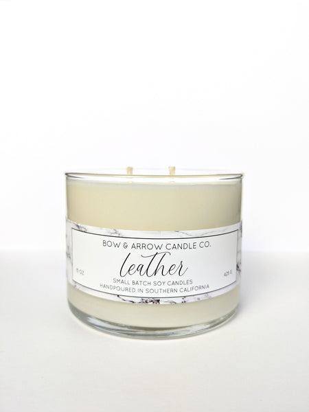 Leather 15 oz Double Wick Candle