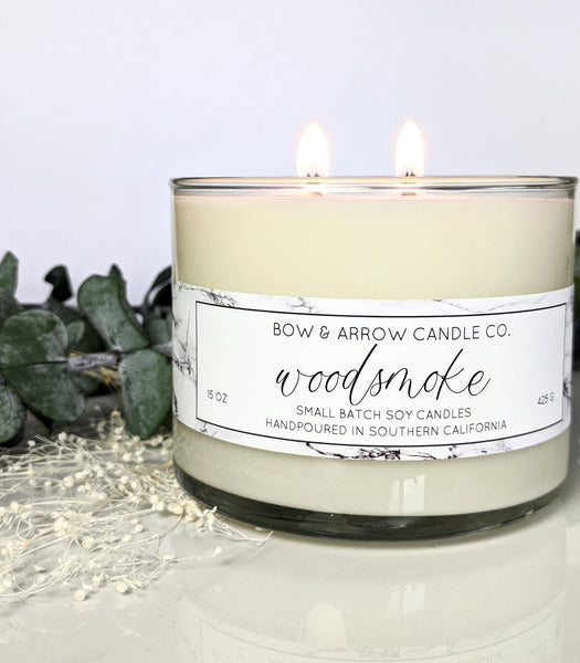 Woodsmoke Scented 15 oz Double Wick Candle