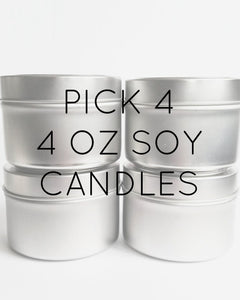 Pick Four 4 oz Soy Candle Tins