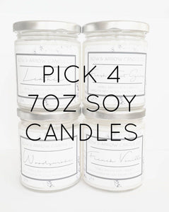 Pick Four 7 oz Soy Candle Jars