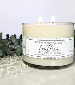 Leather 15 oz Double Wick Candle